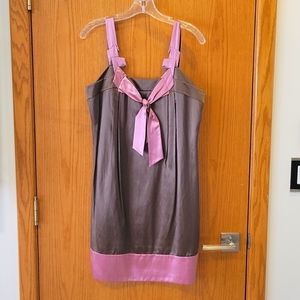 New! BCBG Pink Gray Silk Cotton Dress Size Medium